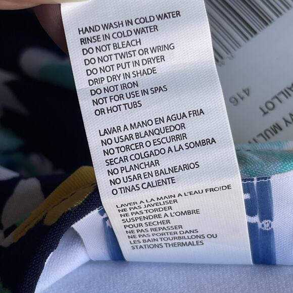 Gabar Swimsuit Womens 14 Navy Multi Floral Bandeau Chlorine Resist One Piece NWT - Picture 7 of 11